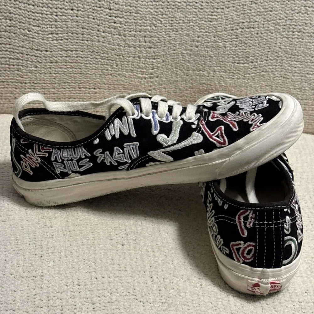 Vans OG Authentic LX Zodiac Pack VN0A4BV94IK Black Embroidered Shoes Mens 8